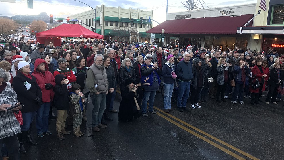 A large crowd gathers for the opening ceremony at the 30th Annual Acker Musical Showcase Friday, Dec. 7, 2018 in downtown Prescott.  (Les Stukenberg/Courier).