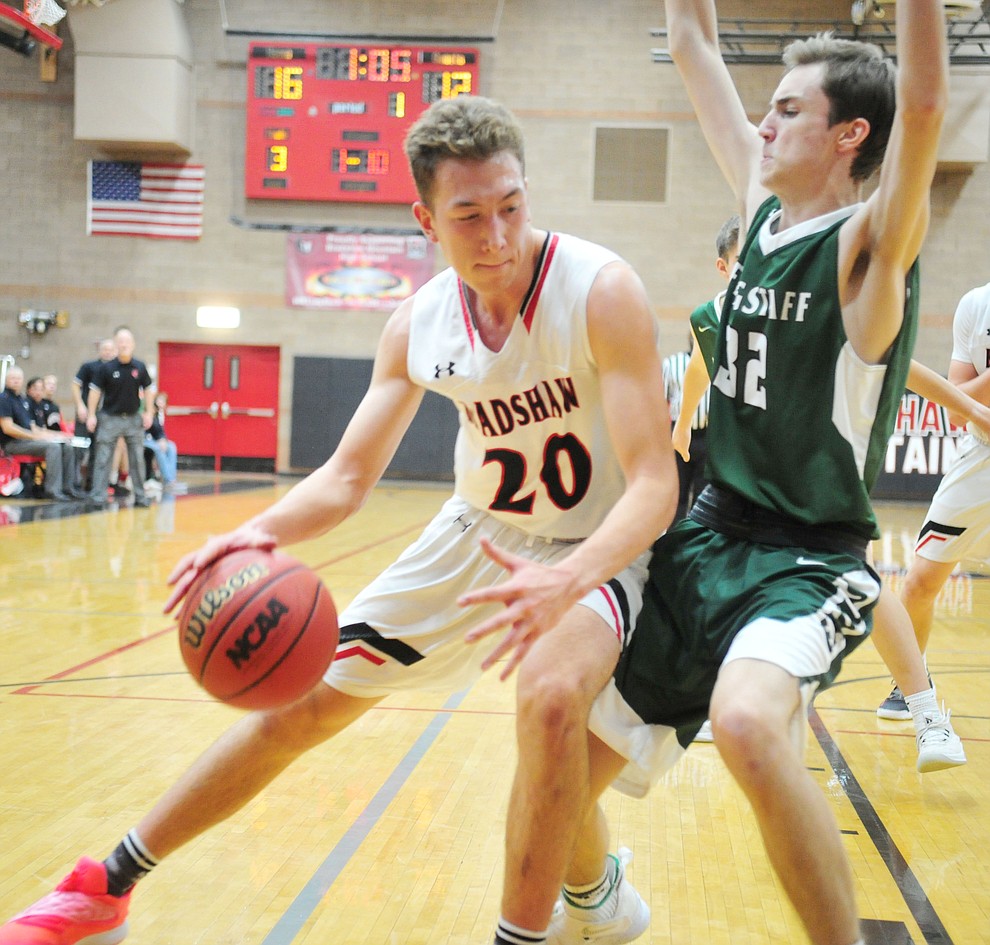 Bradshaw Mountain's David Massis drives into the lane as the Bears take on the Flagstaff Eagles Tuesday, Dec. 11, 2018 in Prescott Valley. (Les Stukenberg/Courier).