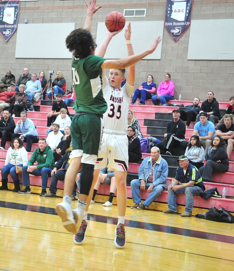 Bradshaw Mountain's Nate Summit takes an outside shot as the Bears take on the Flagstaff Eagles Tuesday, Dec. 11, 2018 in Prescott Valley. (Les Stukenberg/Courier).