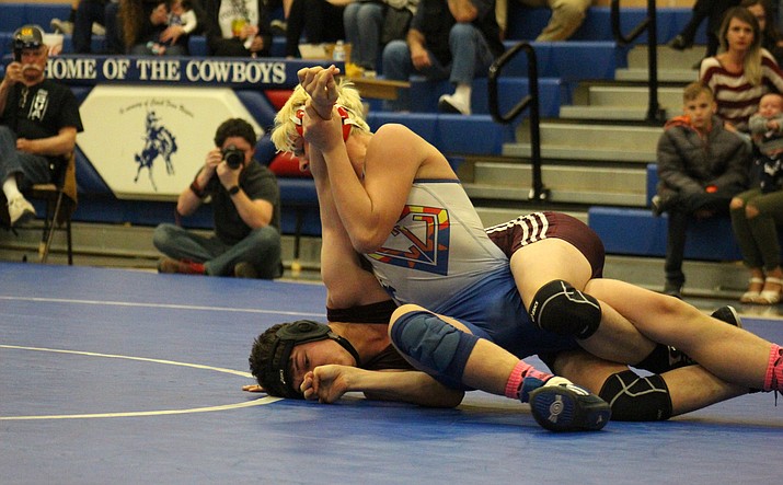 Camp Verde junior Dillan Tressler finished fourth at 152 pounds last week at the 4th Annual Titan Wrestling Invitational. The Cowboys notched 40 wins and 32 pins there. VVN/James Kelley