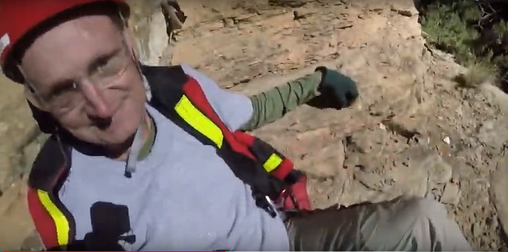 A freeze frame of an Arizona Department of Public Safety body camera video during the rescue of a hiker in Sedona Nov. 11.
