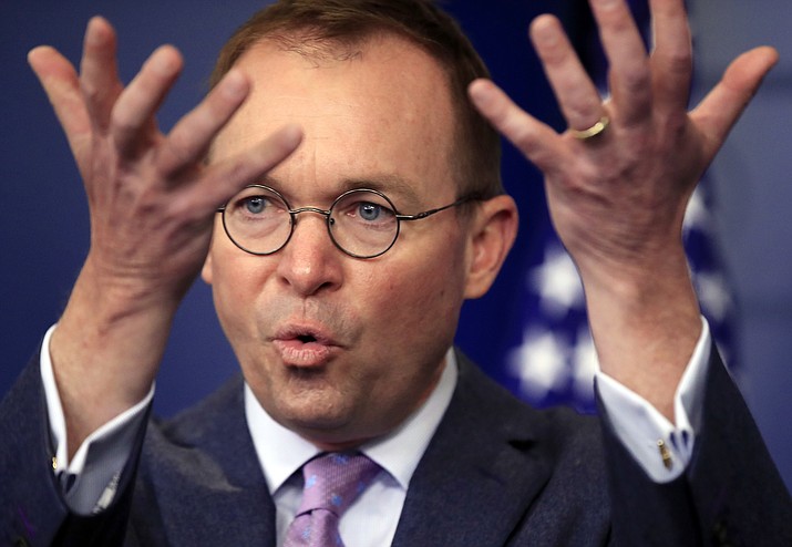In this March 22, 2018, file photo, Office of Management and Budget Director Mick Mulvaney speaks in the Brady press briefing room at the White House in Washington. President Donald Trump has named Mulvaney as his new chief of staff. (AP Photo/Manuel Balce Ceneta, File)'