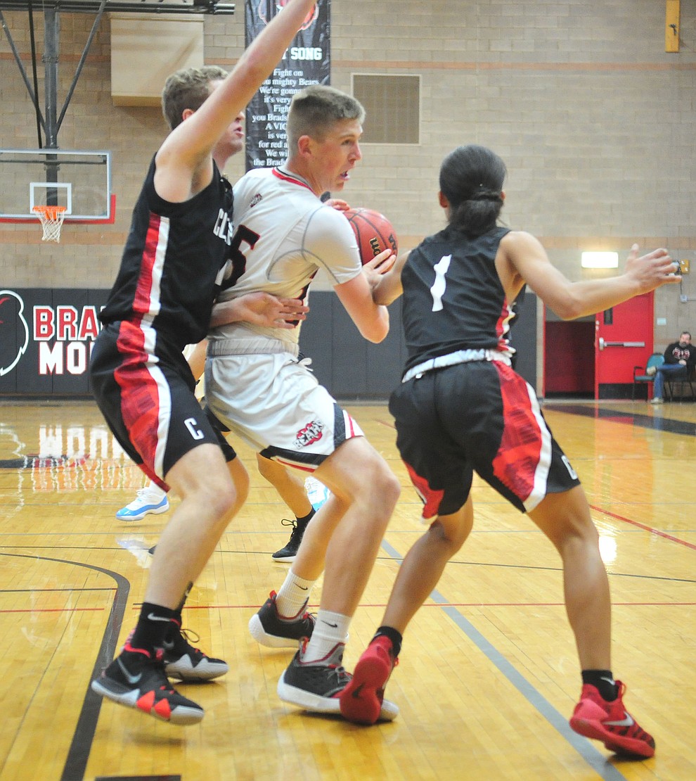 Bradshaw Mountain's Nate Summit tries to move into the lane as the Bears hosted Coconino in a doubleheader hoops matchup Saturday, Dec. 15, 2018 in Prescott Valley. (Les Stukenberg/Courier).