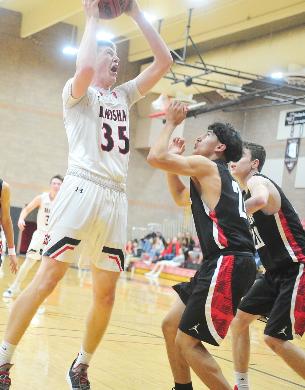 Bradshaw Mountain's Nate Summit goes up as the Bears hosted Coconino in a doubleheader hoops matchup Saturday, Dec. 15, 2018 in Prescott Valley. (Les Stukenberg/Courier).