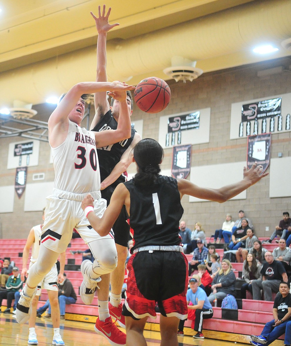 Bradshaw Mountain's Jordan Massis gets fouled as the Bears hosted Coconino in a doubleheader hoops matchup Saturday, Dec. 15, 2018 in Prescott Valley. (Les Stukenberg/Courier).