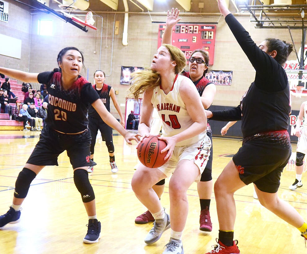 Bradshaw Mountain's Delanie Clark prepares to shoot as the Bears hosted Coconino in a doubleheader hoops matchup Saturday, Dec. 15, 2018 in Prescott Valley. (Les Stukenberg/Courier).