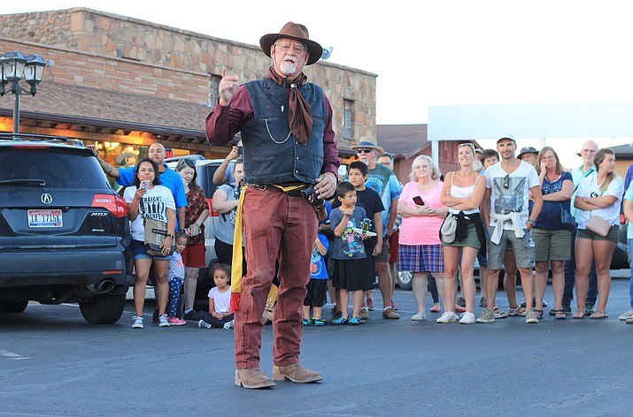 The Cataract Creek Gang performs a skit for tourists in June 2018. Marketing contractor Heather Hermen said she plans to continue capitalizing on the cowboy culture to draw tourists to Williams.