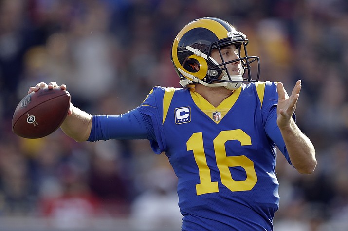 Los Angeles Rams quarterback Jared Goff passes against the San Francisco 49ers during the first half in an NFL football game Sunday, Dec. 30, 2018, in Los Angeles. (Marcio Jose Sanchez/AP)