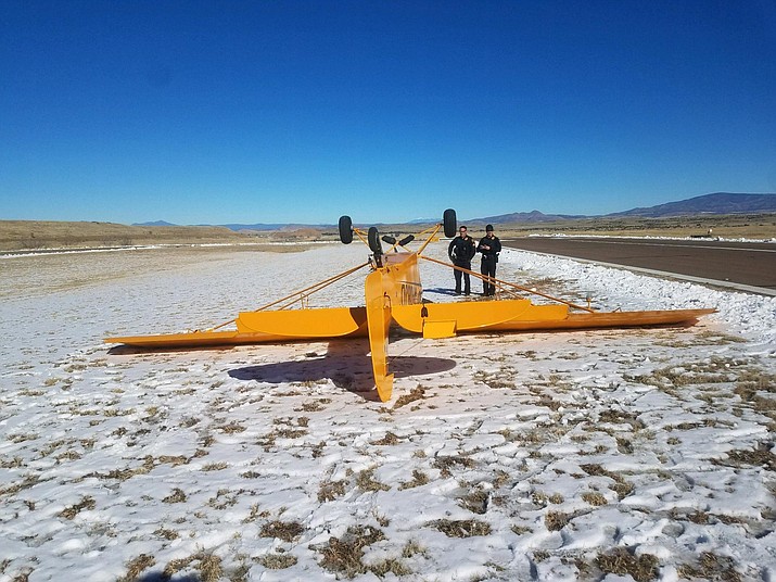 A small plane ended up resting upside down after a landing maneuver gone wrong at the Prescott Regional Airport Thursday, Jan. 3.