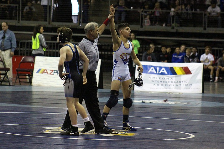 Camp Verde’s Skyler Pike won back-to-back state championships at the 113 weight class. VVN/James Kelley