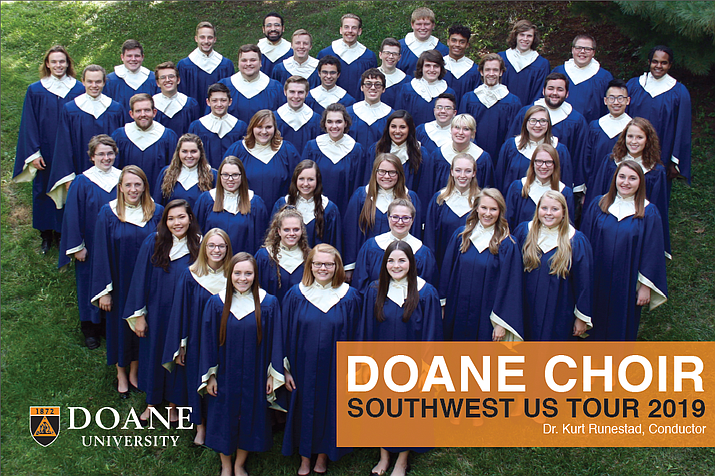 The Doane Choir from Nebraska will give a concert of choral music at American Lutheran Church, 1085 Scott Drive, Wed. January 16 at 7 p.m.