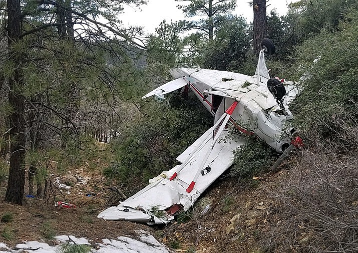 Mohave County Sheriff’s Office is investigating a small plane crash that occurred at approximately 11:45 a.m. Sunday in the Hualapai Mountains. (Photo courtesy MCSO)