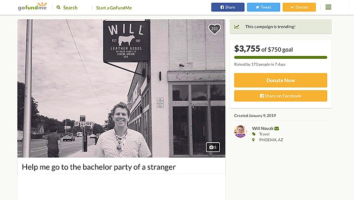 An email invitation sent to the wrong person has led Arizona resident William Novak to Vermont this weekend for a bachelor party of someone he doesn’t know. (GoFundMe page)