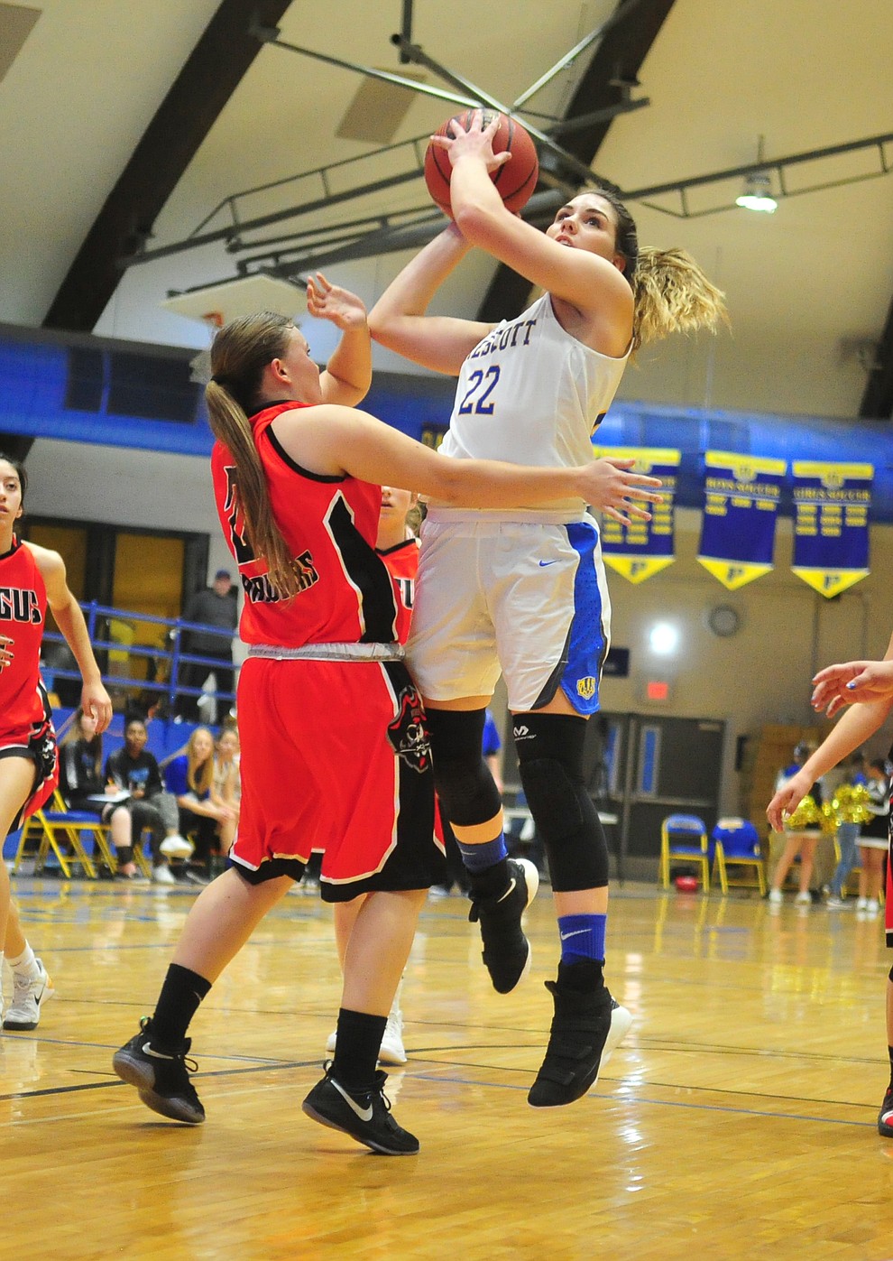 Prescott's Kira Reily takes the foul and gets the basket as the Badgers take on the Mingus Marauders Friday Jan. 18, 2019 in Prescott. (Les Stukenberg/Courier).