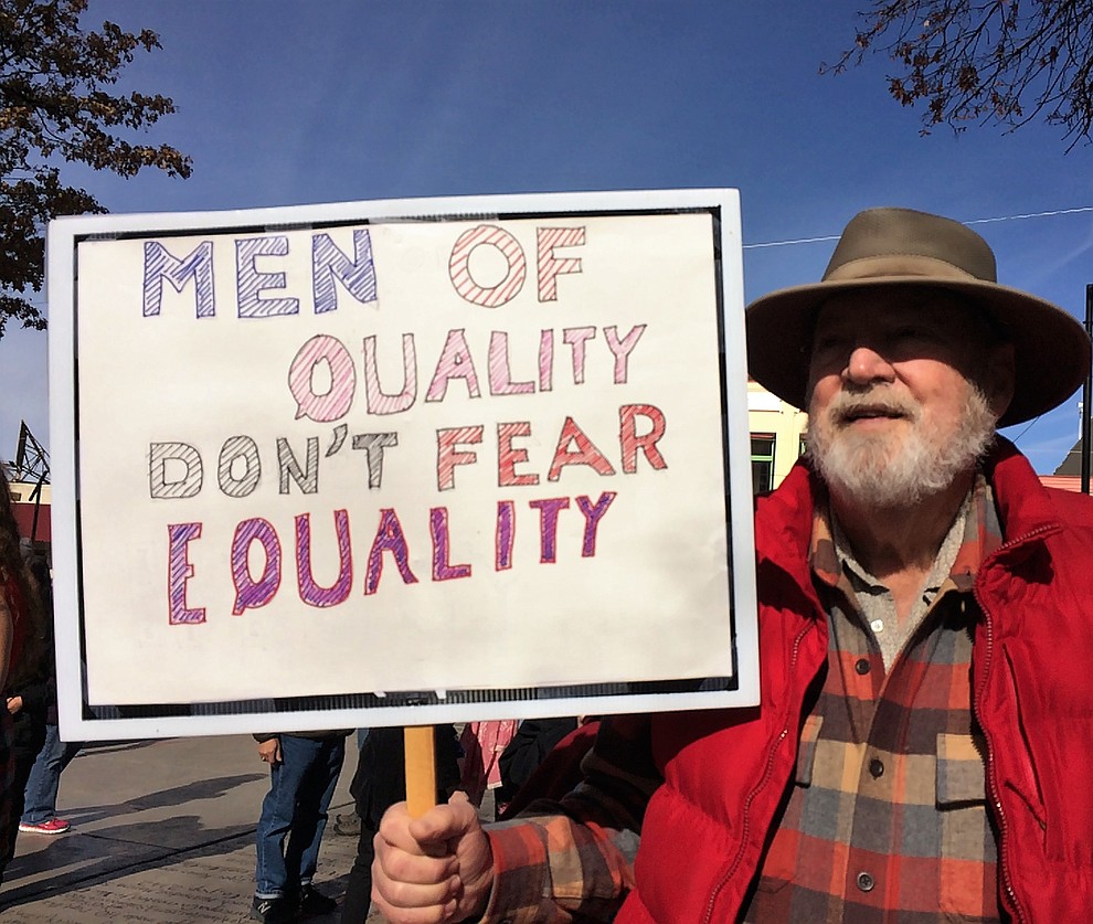 Why are you here today? Warren Miller, 73, Prescott. “I’m here to support the issues that women are calling attention to, and to support the Equal Rights Amendment.” (Sue Tone/Courier)