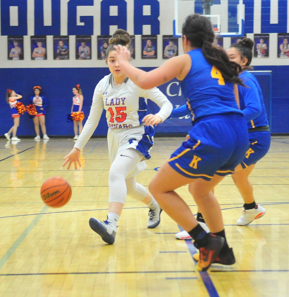 Chino Valley's Melissa Soto drives as they face the Kingman Bulldogs Thursday, Jan. 24, 2019 in Chino Valley. (Les Stukenberg/Courier).