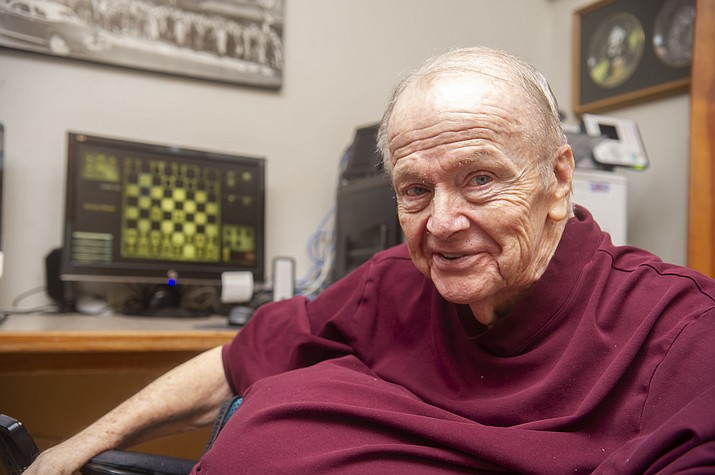 Dr. David Duncan, at his home Wednesday, Jan. 23, 2019 in Prescott, likes playing computer chess after recently retiring after nearly 50 years serving the community. (Les Stukenberg/Courier)