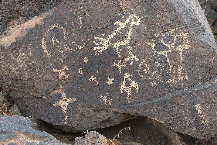 Pictured is a sacred petroglyph, or rock etching, on the Petroglyph National Monument west of Albuquerque, New Mexico. (File photo)