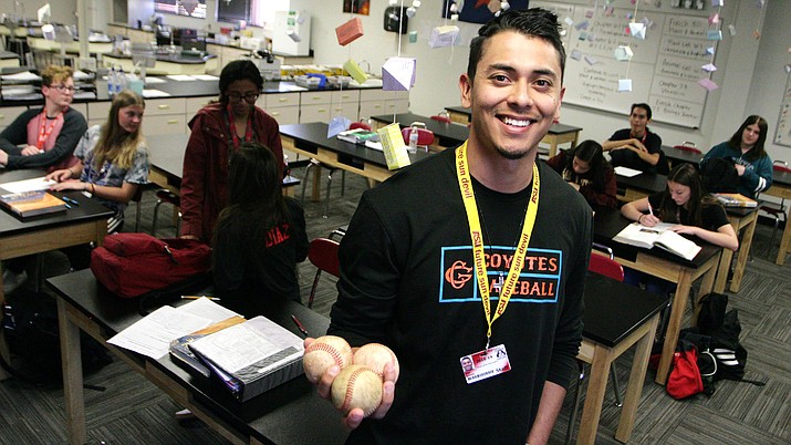 Erick Quesada is working toward his teaching credential while he teaches science and coaches baseball at Mingus Union High School. VVN/Bill Helm