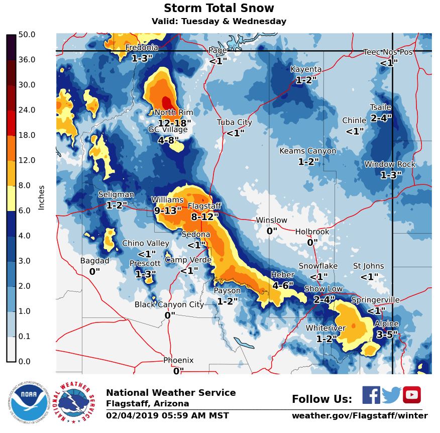 Heavy snow is on the way for Williams and Flagstaff WilliamsGrand