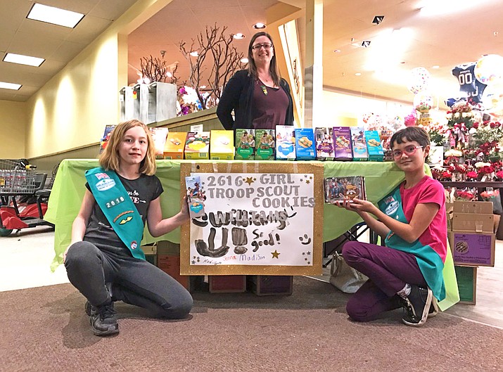 Brownie Troop 2616 has been selling Girl Scout cookies at Safeway and Old Trails True Value this month. (Loretta Yerian/WGCN)