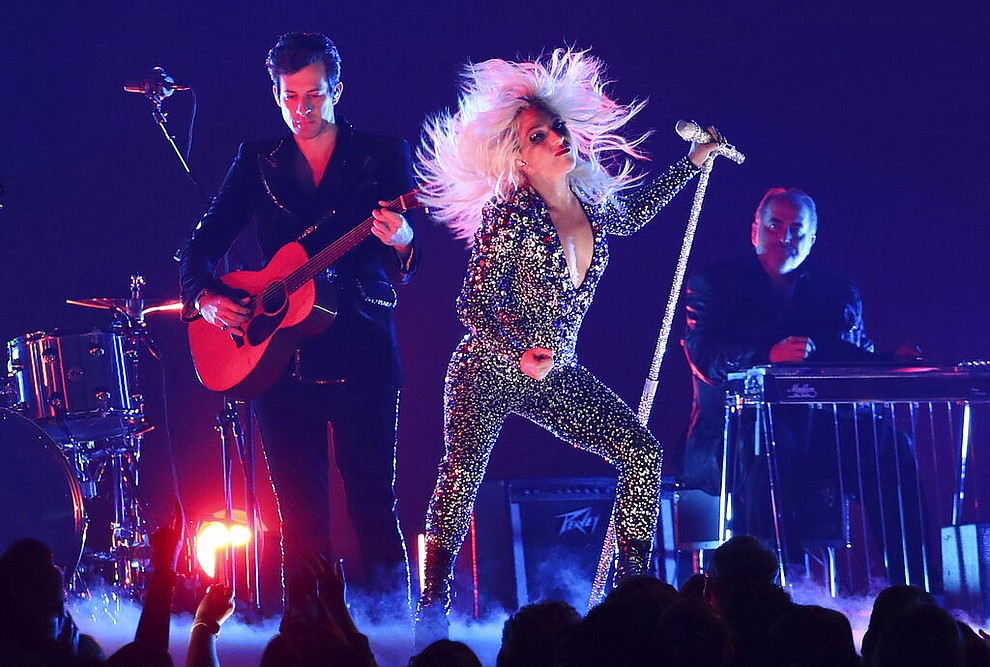Lady Gaga, right, and Mark Ronson perform "Shallow" at the 61st annual Grammy Awards on Sunday, Feb. 10, 2019, in Los Angeles. (Photo by Matt Sayles/Invision/AP)