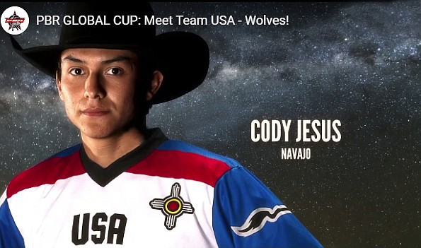 Cody Jesus is one of the All-Native American team set to compete at the Professional Bull Rider event Feb. 10. (Photo screenshot of PBR Global Cup event via YouTube)