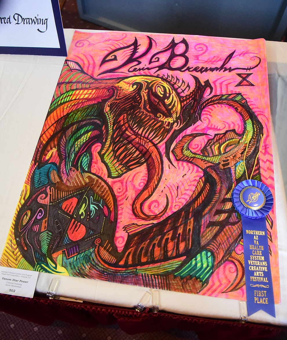 Venom Star Power a colored drawing by Kevin Bresnahan on display at the Prescott VA Veteran's Creative Arts Festival Wednesday, Feb. 13, 2019. 128 pieces are on display at the 25th annual show being held in Building 15, theatre. (Les Stukenberg/Courier).