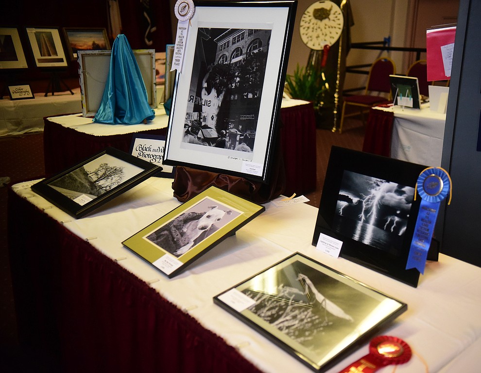 Black and white photography on display at the Prescott VA Veteran's Creative Arts Festival Wednesday, Feb. 13, 2019. 128 pieces are on display at the 25th annual show being held in Building 15, theatre. (Les Stukenberg/Courier).