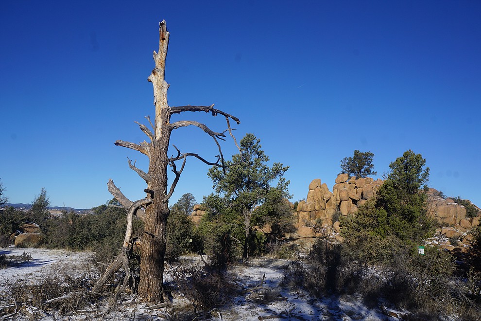 A new section of trail currently under construction as a part of the Storm Ranch Trails features sweeping views of the Granite Dells. The 0.2-mile trail will be called ÒYabba Dabba ViewÓ because of its resemblance to Bedrock City in the popular Flintstones cartoon. (Cindy Barks/Courier)