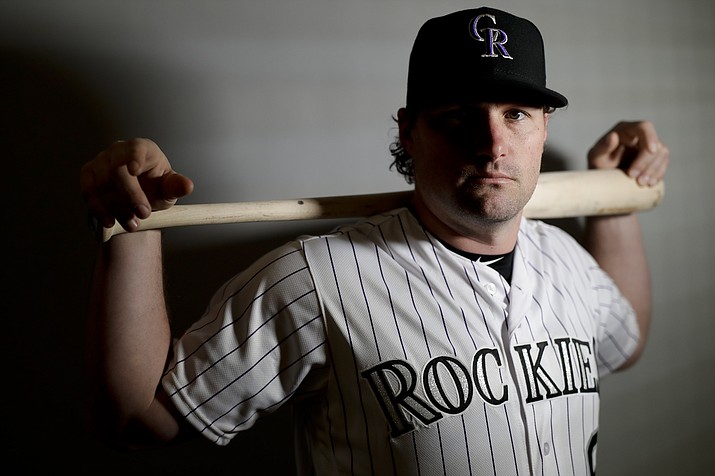 Colorado Rockies second baseman Daniel Murphy poses for a picture at their spring baseball training facility in Scottsdale on Wednesday, Feb. 20, 2019. Accustomed to the postseason, Daniel Murphy focused his free agent checklist on playoff contenders. When the ascendant Rockies showed as much interest in Murphy as he had in them, working out the details of a two-year, $24 million contract was no big deal. (Chris Carlson/AP, file)