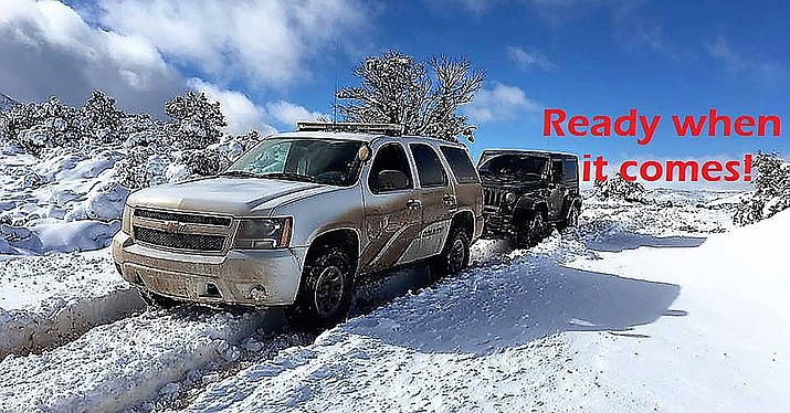 With a major storm predicted, Yavapai County Sheriff’s Office units, including its Jeep Posse and 4x4 units from the Yavapai County Search and Rescue Team are on standby. (YCSO/Courtesy)