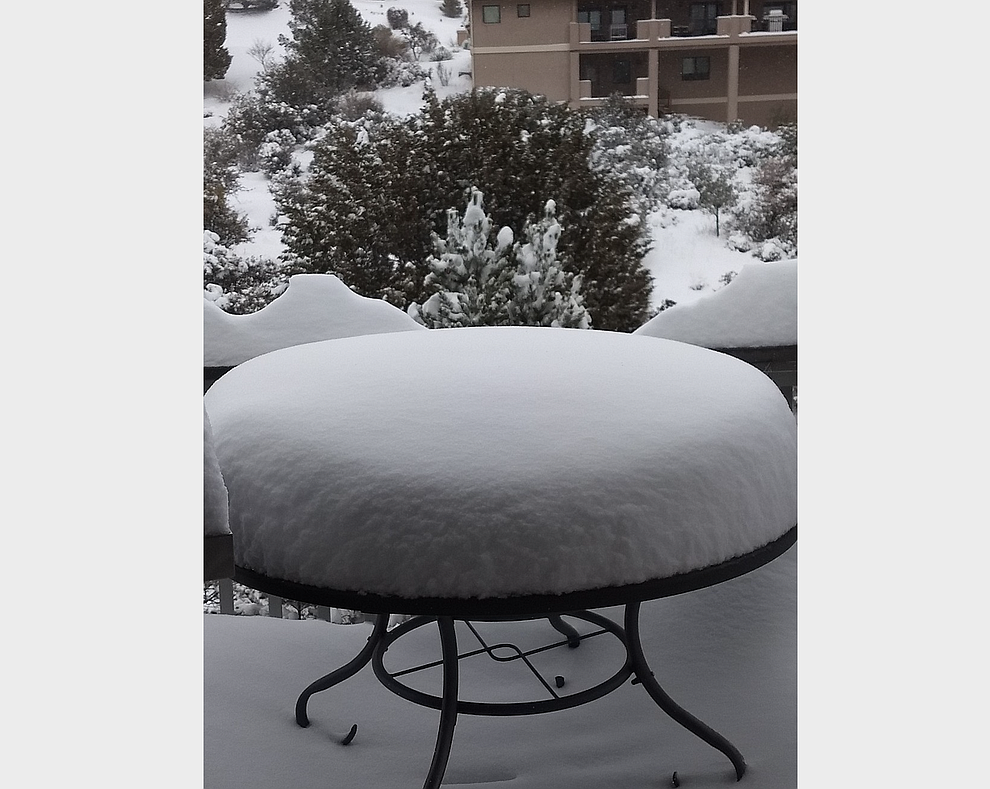Fluffy trees and marshmallow tables. (Ray Balda)