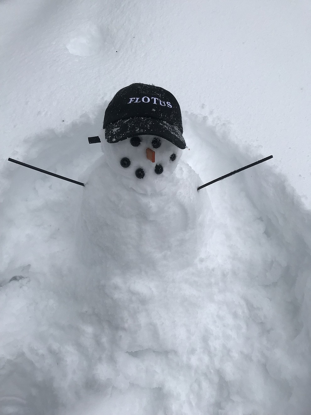 FLOTUS snowman taken at 4pm 2/21 in downtown Prescott