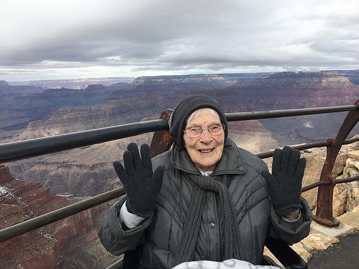 Rose Torphy made her second visit to Grand Canyon National Park Jan. 14. She recently turned 103. (Photo courtesy of Cheri Stoneburner)