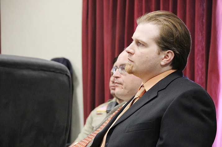 Kenneth Wayne Thompson II sits in the Yavapai County Courthouse in Prescott during the mitigation phase of his murder trial on Thursday, Feb. 28, 2019. (Max Efrein/Courier)