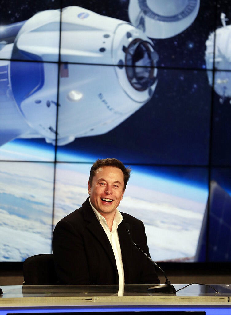 Elon Musk, CEO of SpaceX, speaks during a news conference after the SpaceX Falcon 9 Demo-1 launch at the Kennedy Space Center in Cape Canaveral, Fla., Saturday, March 2, 2019. (AP Photo/John Raoux)