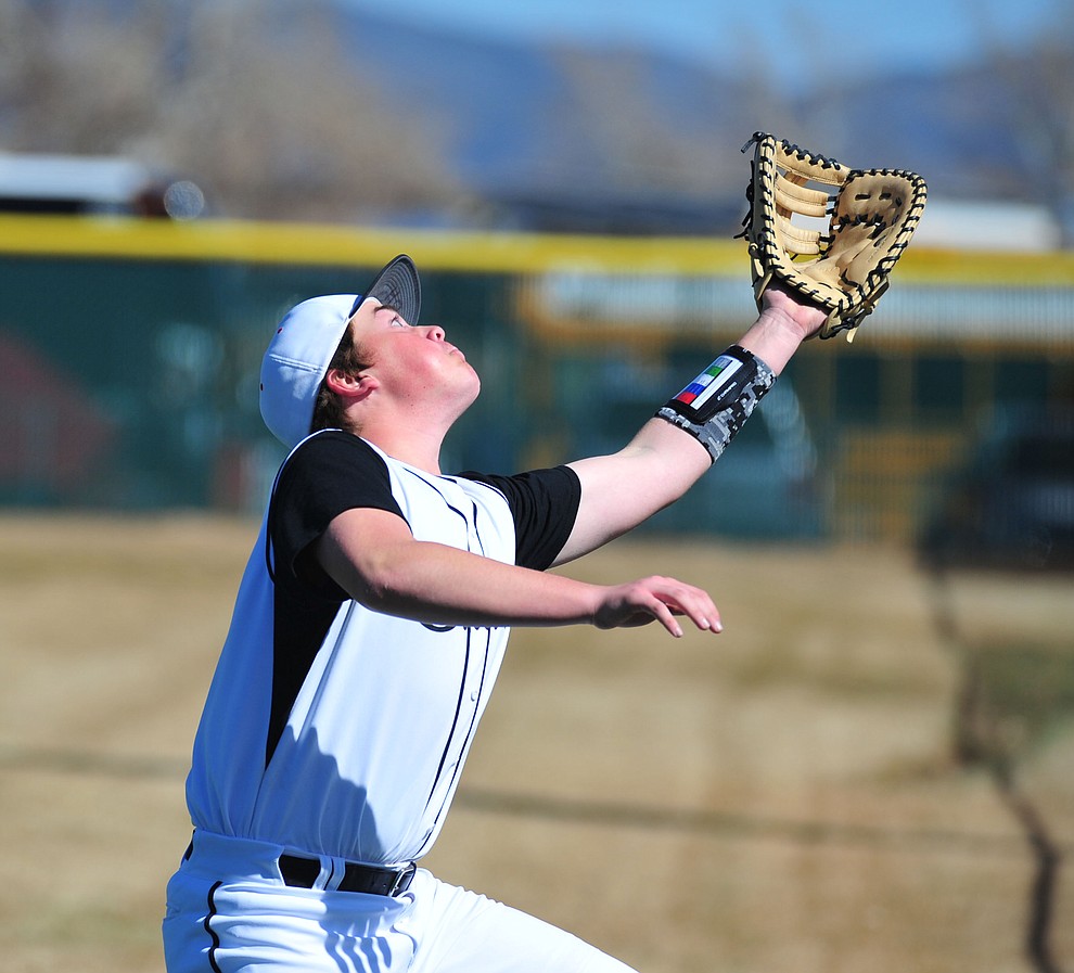Bradshaw Mountain's Blair Hillig goes for a foul ball as the Bears host the Flagstaff Eagles Tuesday, March 5, 2019 in Prescott Valley. (Les Stukenberg/Courier)