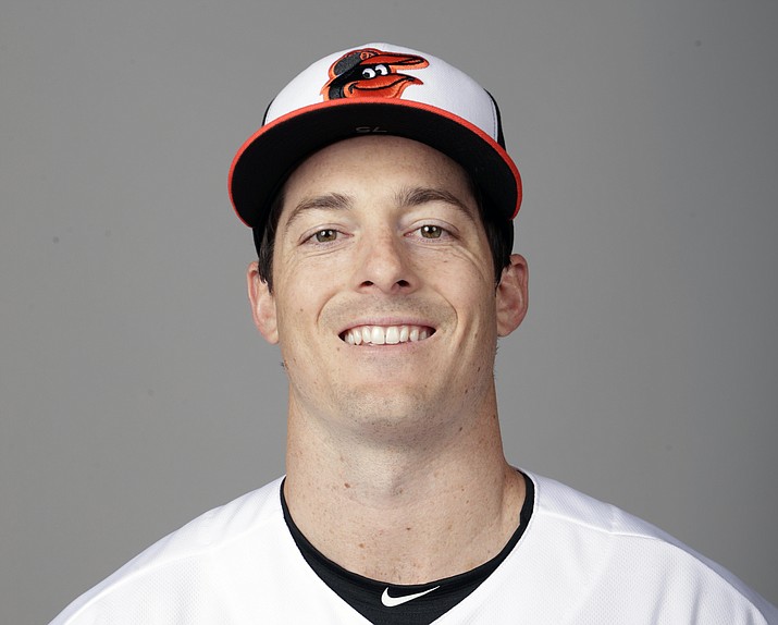 This is a 2019 file photo showing Mike Yastrzemski of the Baltimore Orioles baseball team. The grandson of a Hall of Fame outfielder with a very notable last name, 28-year-old Mike Yastrzemski remains hopeful of finally making to the big leagues with the Orioles. (Lynne Sladky/AP, file)