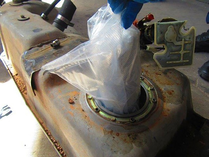 Officers located meth within the gas tank of a smuggling vehicle. (U.S. Customs and Border Protection/Courtesy)
