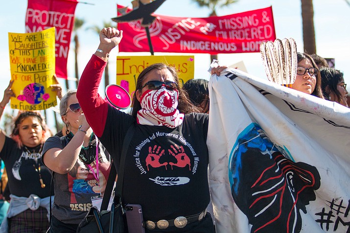 Indigenous women led the 2019 Phoenix Women’s March, where they advocated for their missing and murdered Native sisters. (Photo by Delia Johnson/Cronkite News)