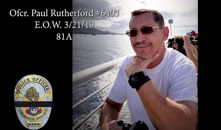 Phoenix Police Officer Paul Rutherford died Thursday, March 21, 2019, after being struck by a vehicle while he was investigating an accident scene in Phoenix. (Phoenix PD Facebook screenshot)