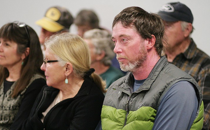 Plowing Ahead Ranch owner Zach Wolfe listens to the presentation during the March 20 Verde Connect meeting in Camp Verde. VVN/Bill Helm