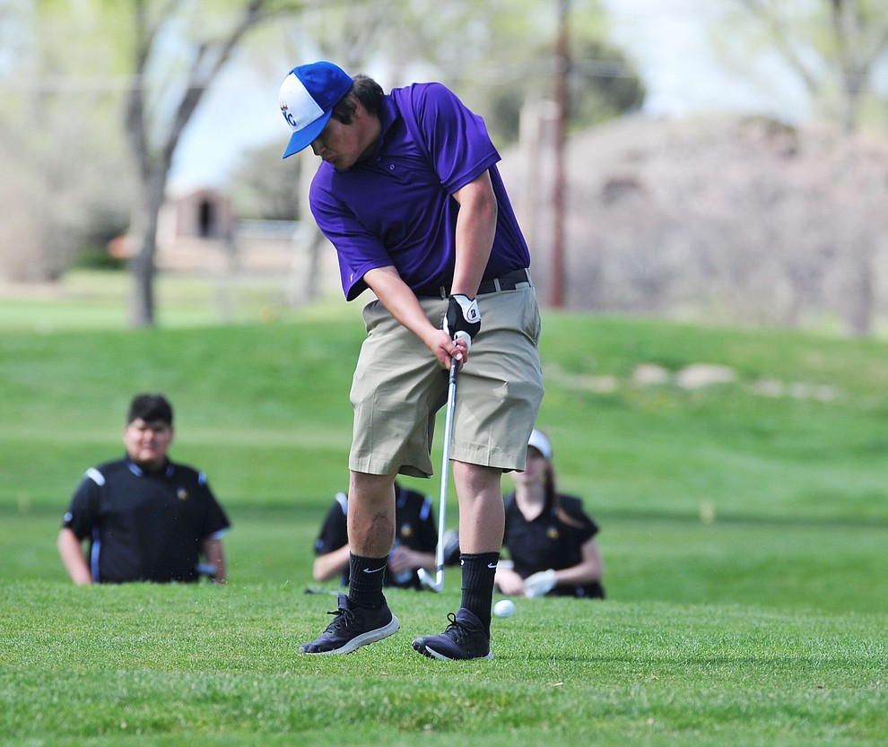Wickenburg's Doom Seth tees off as Chino Valley hosted a four-team match Tuesday, April 2 in Prescott. (Les Stukenberg/Courier)