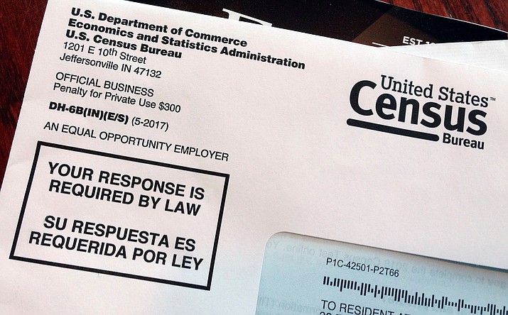 This March 23, 2018 file photo shows an envelope containing a 2018 census letter mailed to a U.S. resident as part of the nation’s only test run of the 2020 Census. As the U.S. Supreme Court weighs whether the Trump administration can ask people if they are citizens on the 2020 Census, the Census Bureau is quietly seeking comprehensive information about the legal status of millions of immigrants. (Michelle R. Smith/AP, file)