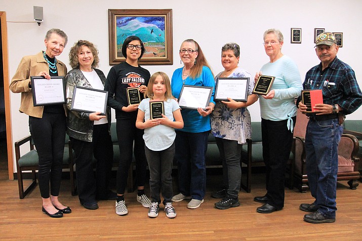 Nominees for the Golden Deeds awards include: Kathy Young, Pat Shane, Lily Vazquez (standing in for Mario), Vetta Martinez, Theresa Sansky, Laura Pulvermacher, Connie Nicoson and Pete Castro. Not pictured: Carol Delander, Bud Parenteau and Barb Parenteau. (Wendy Howell/WGCN)