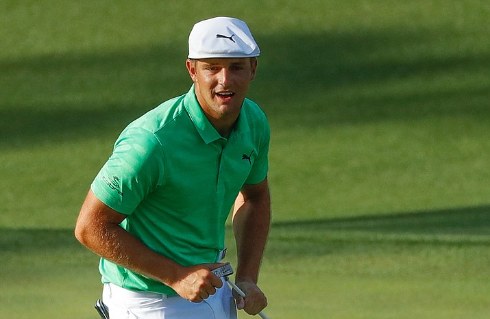 Bryson DeChambeau rects after missing a putt on the 15th hole during the first round for the Masters golf tournament Thursday, April 11, 2019, in Augusta, Ga. (Matt Slocum/AP)