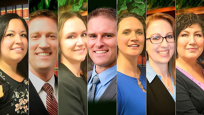 (Left to right) Ashely Rodriquez, Jonathan Hale, Alisha Showman, John Lowe, Danalyn Savage, Larissa Parker and Carmen Stewart. Not pictured, Carol Kennedy and Judy Meeker. (Yavapai County Attorney’s Office)
