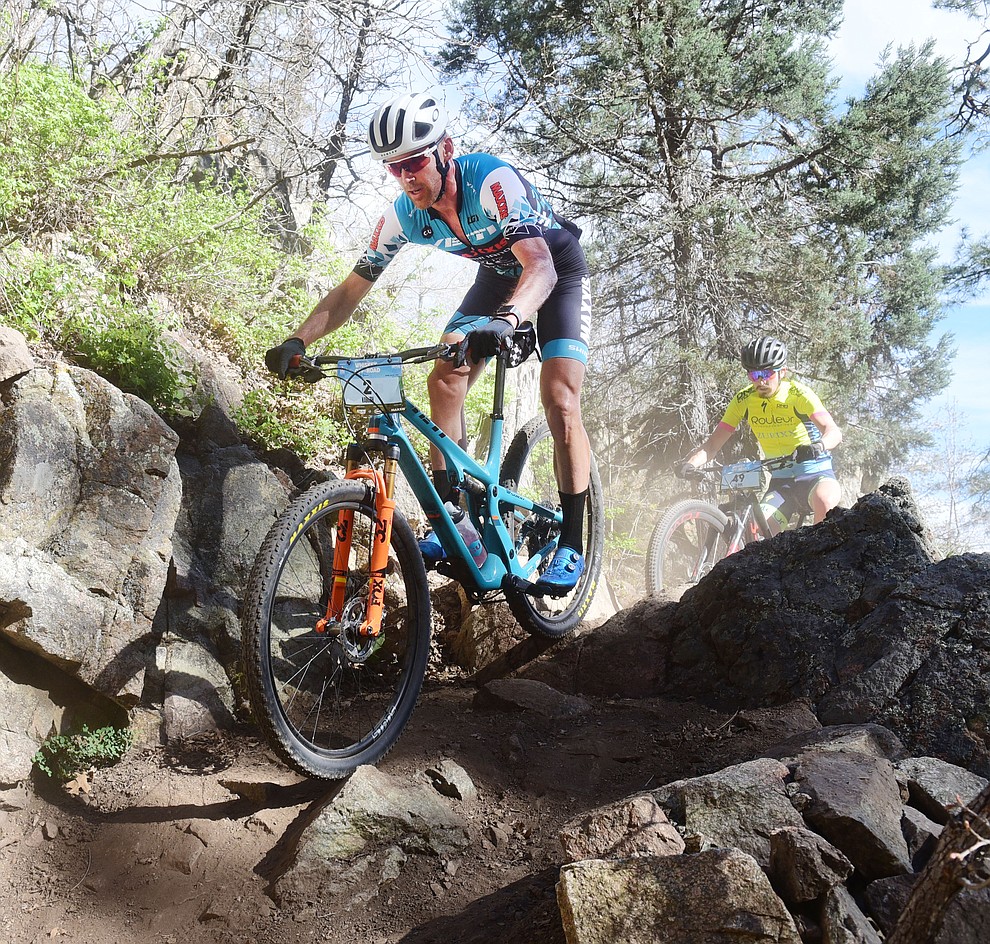 Geoff Kabush during the Whiskey Off Road Pro 50-mile cross country mountain bike race in Prescott Sunday, April 28. (Les Stukenberg/Courier)