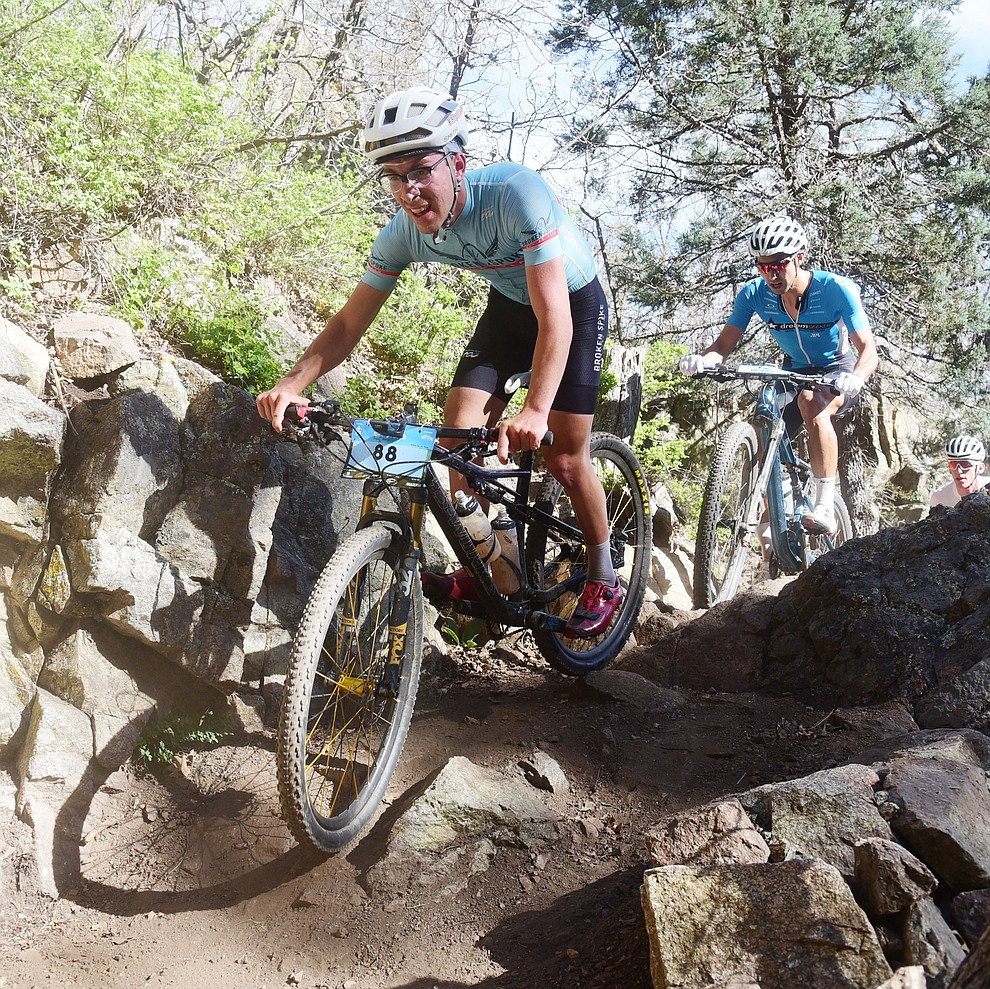 Pete Karinen during the Whiskey Off Road Pro 50-mile cross country mountain bike race in Prescott Sunday, April 28. (Les Stukenberg/Courier)